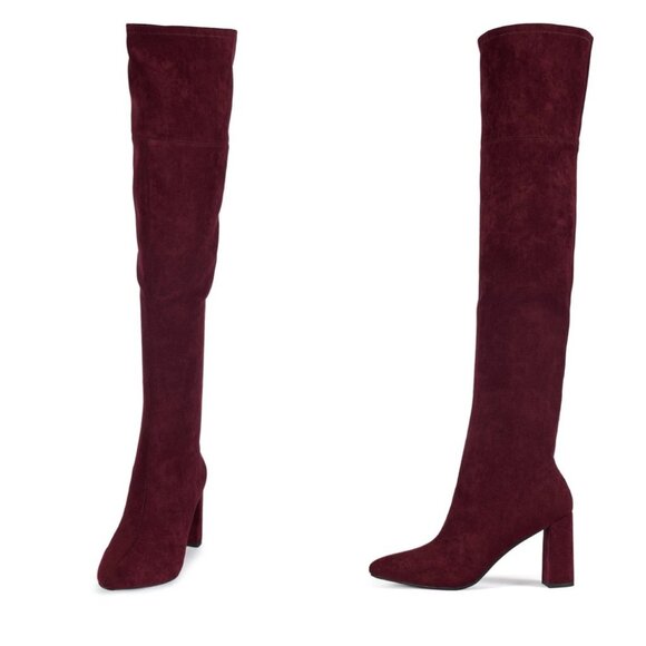 Jeffrey Campbell Shoes - New Jeffrey Campbell PARISAH-2 Wine Burgundy Suede Over-the-Knee Boots